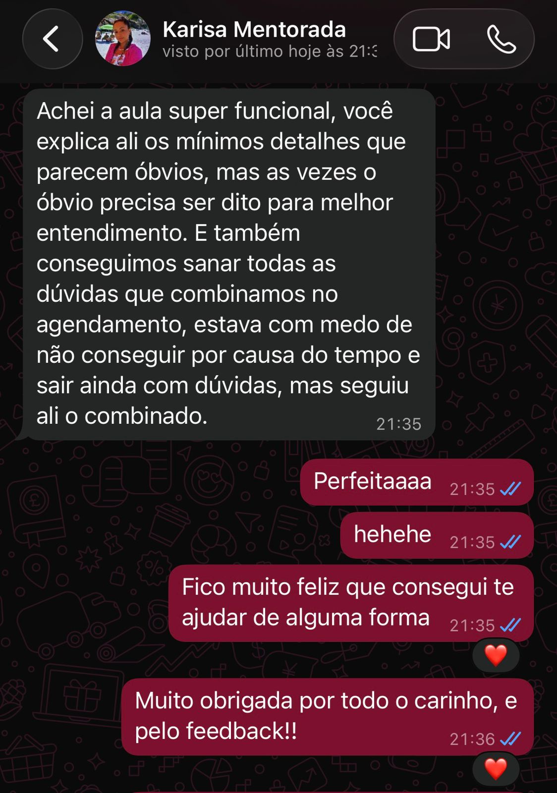 Mensagem de Karisa